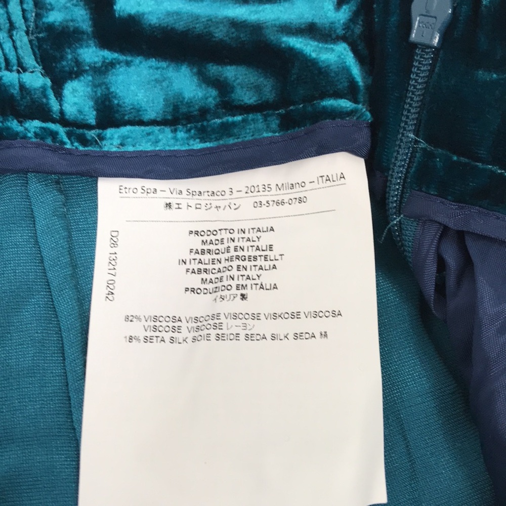 NWT ETRO Greenish teal velvet palazzo trousers - Picture 13 of 14